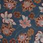 Preview: Viskose Stretch Druck Blüten beige rost auf rauchblau